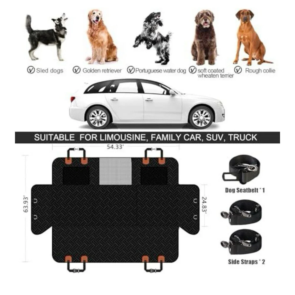 Back Seat Extender for Dogs Hard Bottom Dog Car Backseat Cover Protector Black